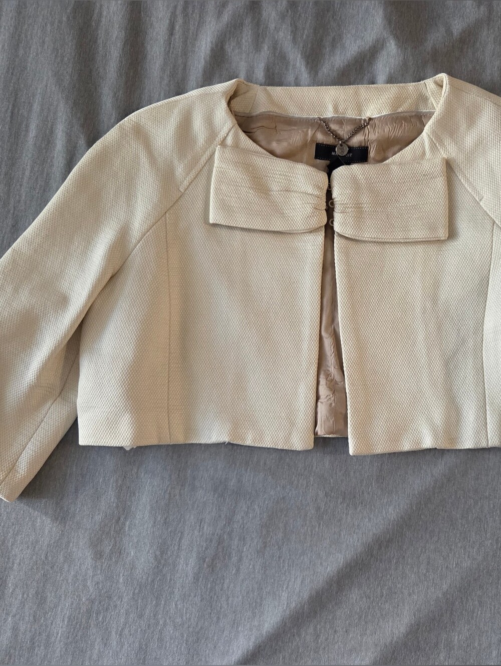 Mango MNG SUIT Cropped Cream Structured Blazer
